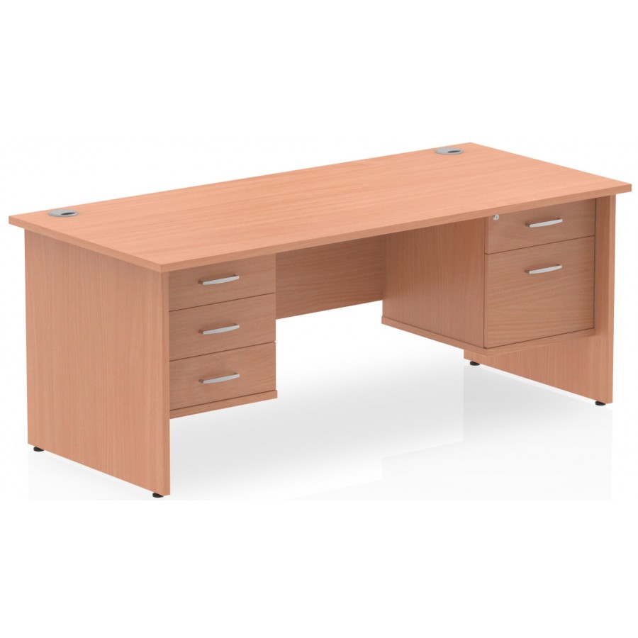 Rayleigh Panel End Straight Desk with 2 x Fixed Pedestal